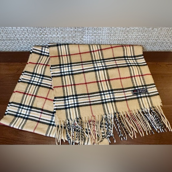 NWOT V. FRAAS Cashmink Tan Burberry Style Tartan Plaid Oversized Scarf Germany - Picture 4 of 7